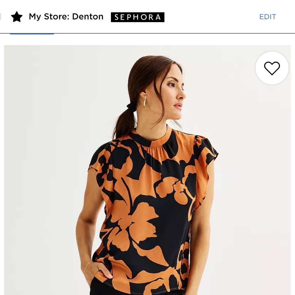 Nine West Black and Orange Floral Blouse